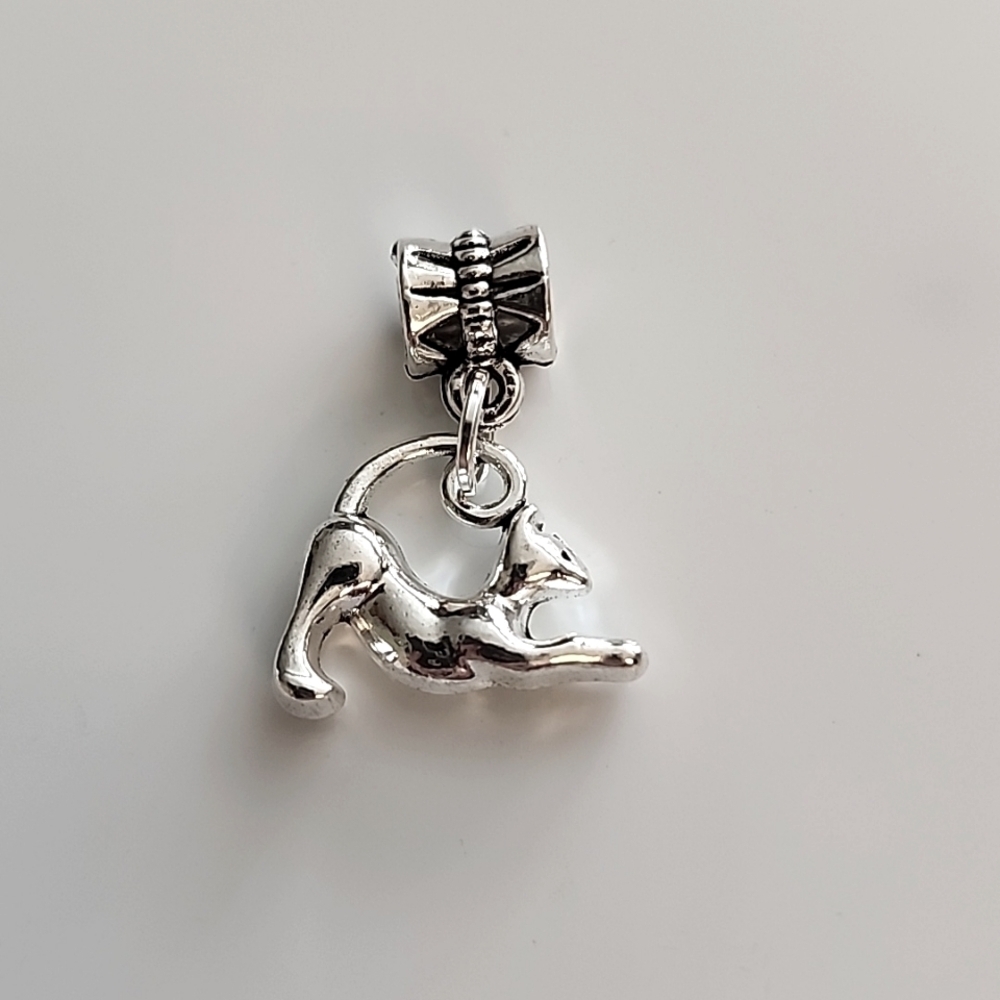 Cat Charm for European Style Bracelets Fits Pandora Systems